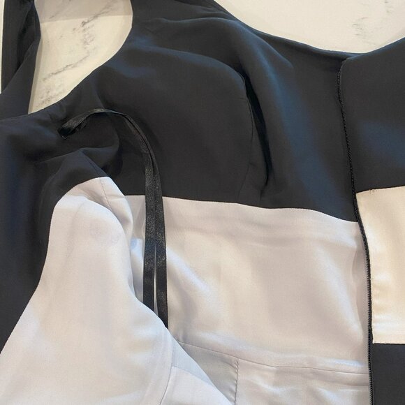 Ralph Lauren - Fit-and-flare, Scoop Neck, Black/Ivory Cocktail Dress - Size 6 - Picture 7 of 11